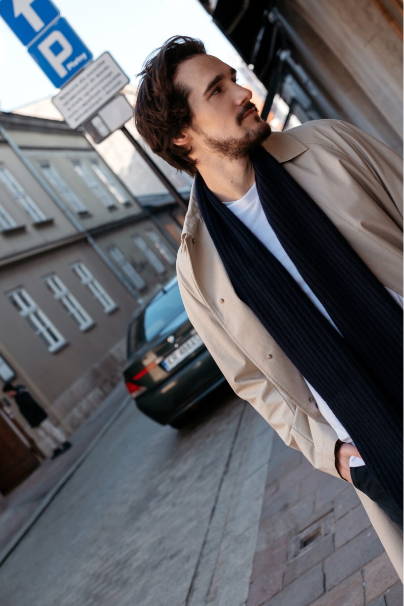 Carlo - Elegantný pánsky šál z kašmíru a vlny